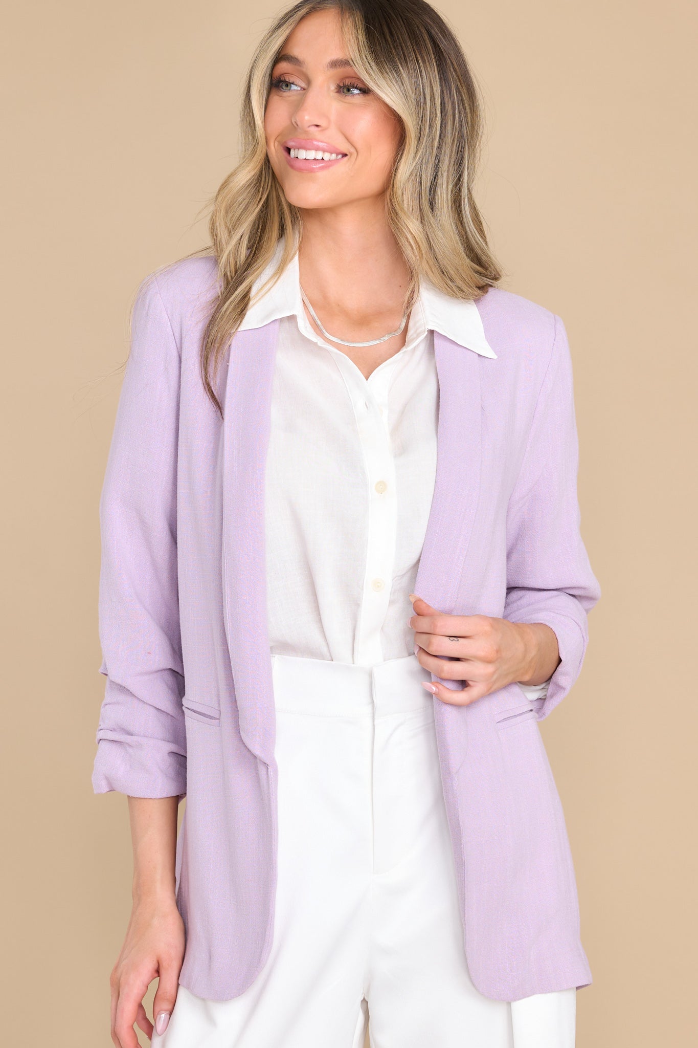 It's My Call Lilac Blazer - Red Dress