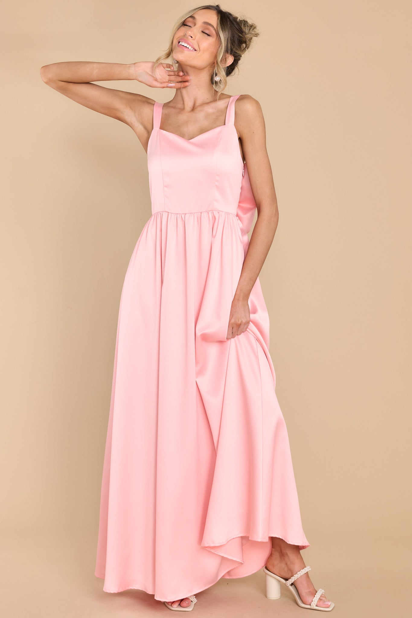 Stretchable, Comfortable And Soft Pink Formal Wear Ankle Length