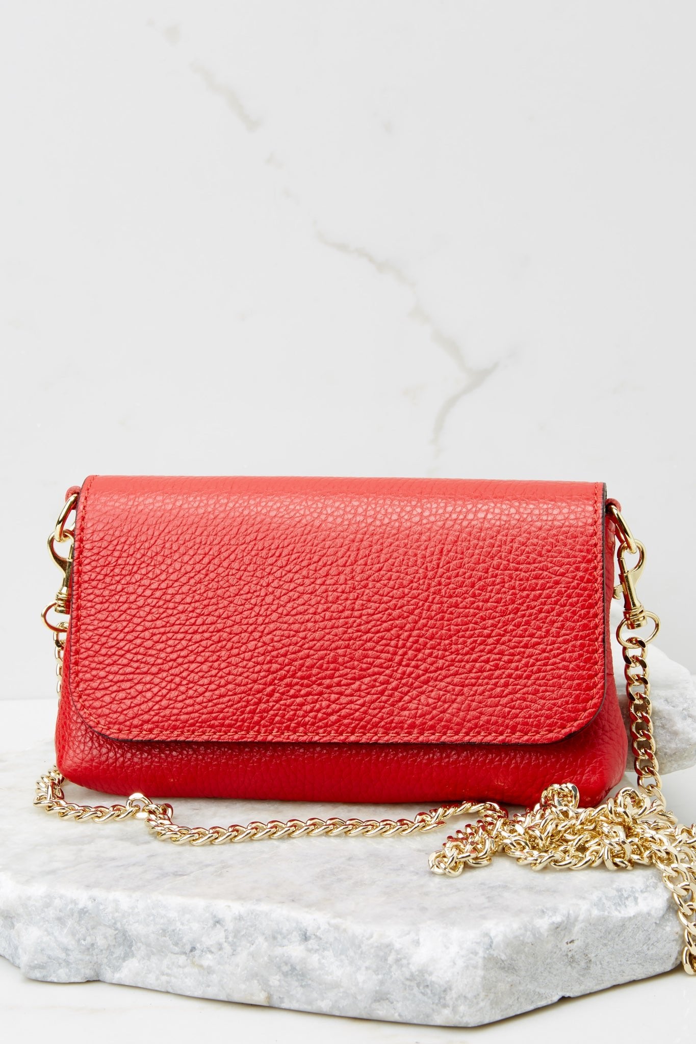 Red (V) leather pouch
