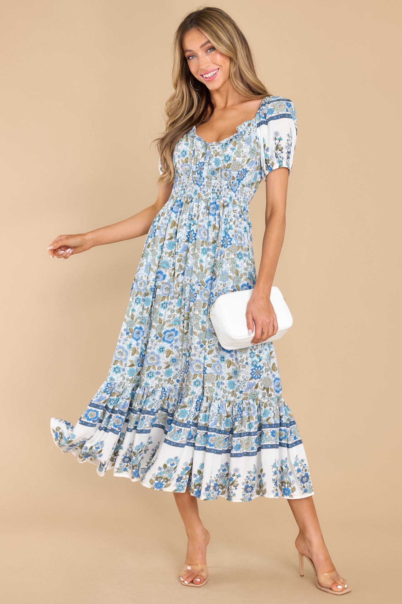 Adorable Blue Multi Print Maxi - Summer Dresses | Red Dress