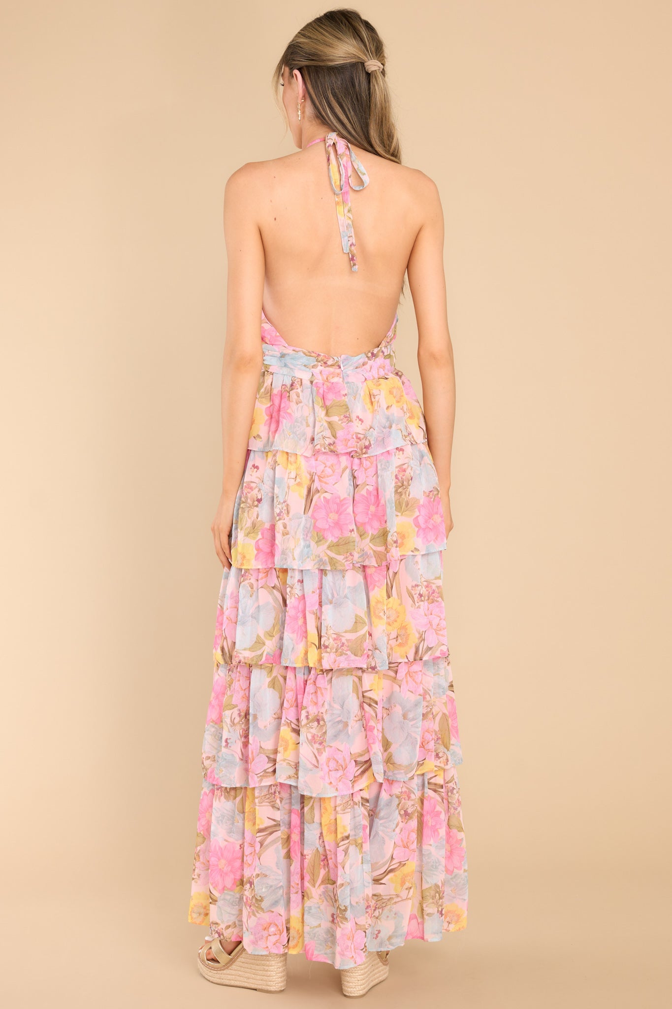 Lost In My Eyes Pink Floral Maxi Dress - Red Dress