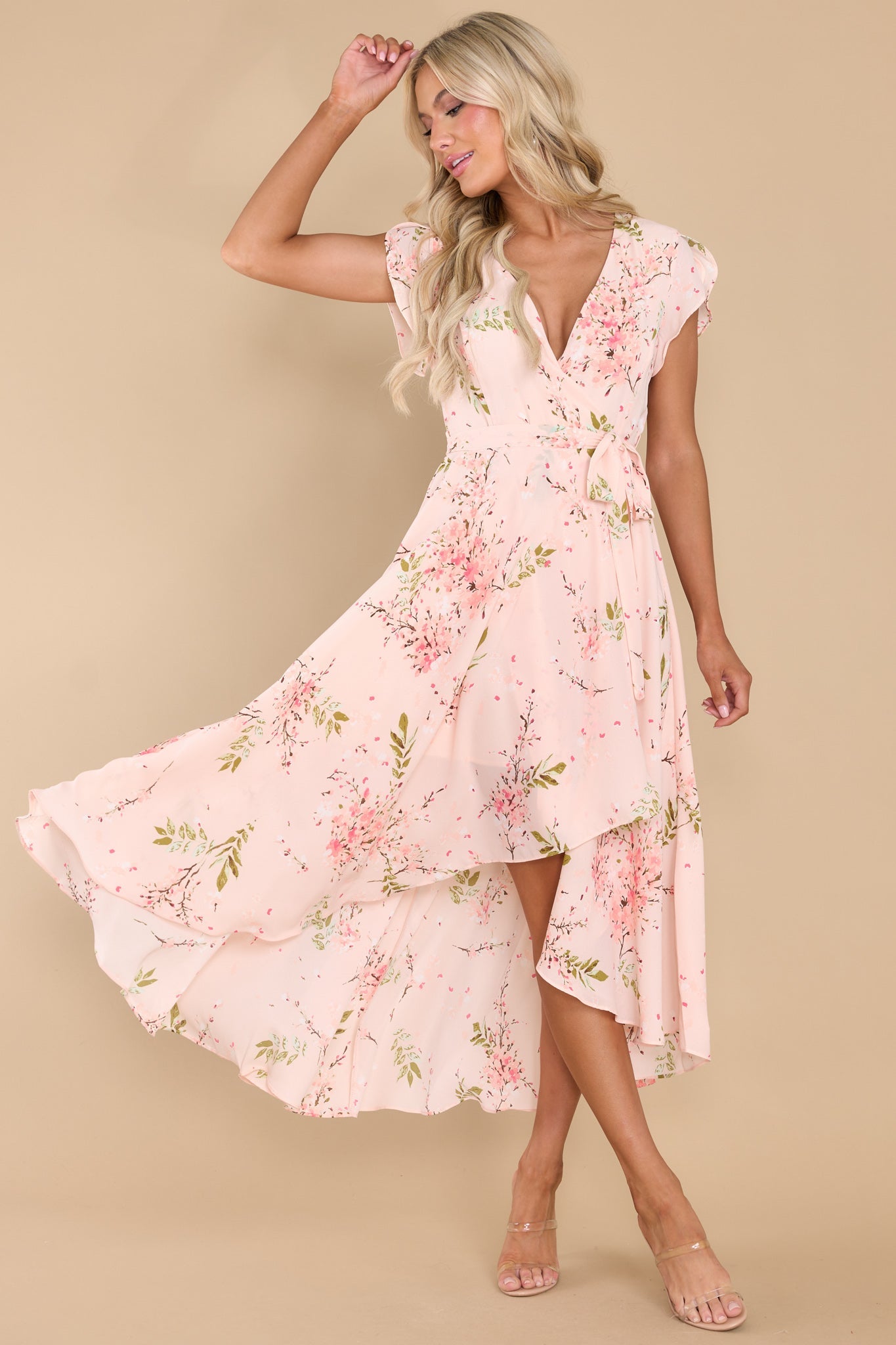 Darling Blush Floral High-Low Maxi - Dresses