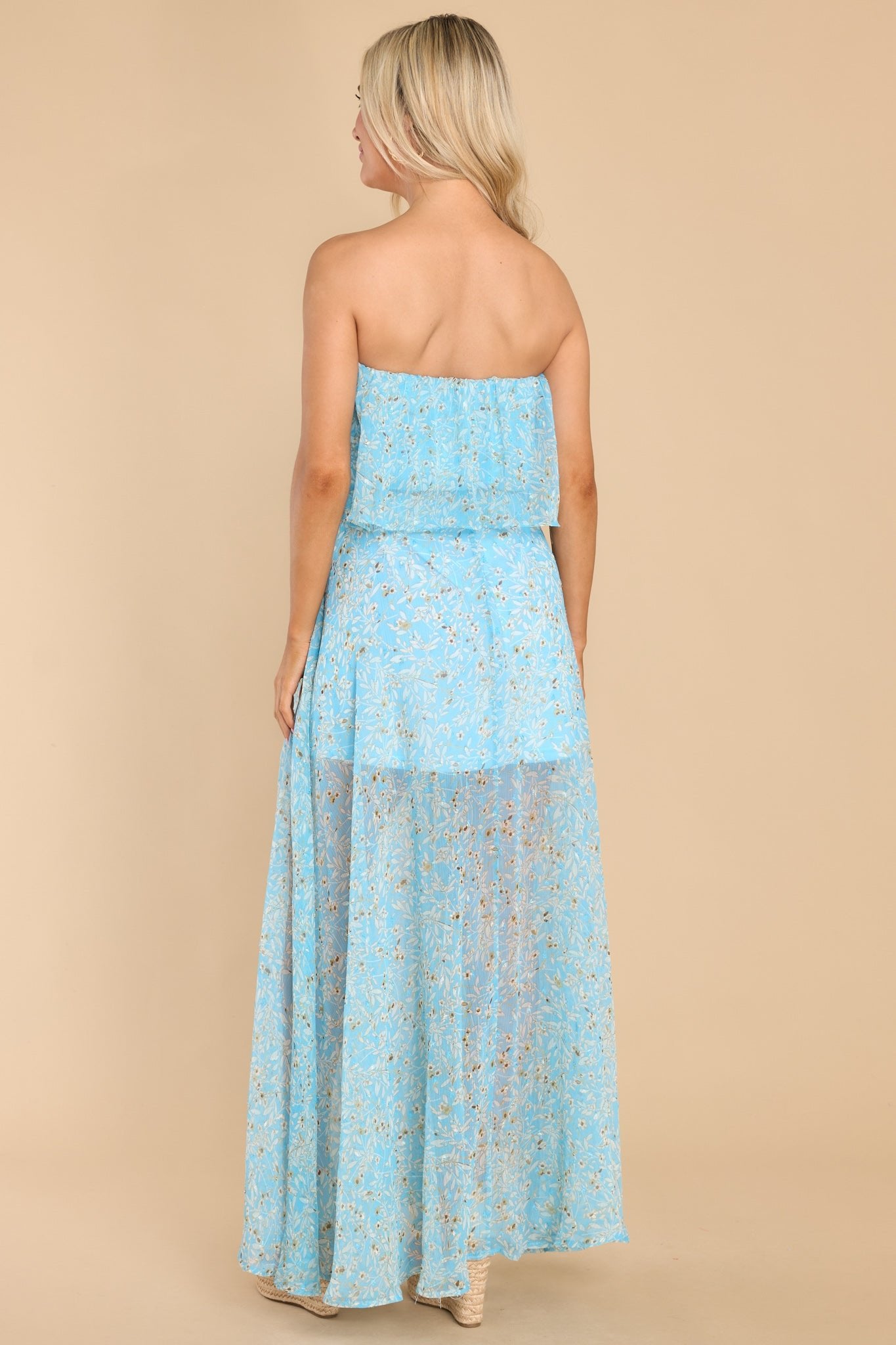 Gorgeous Blue Sheer Maxi Dress - Resort Dresses