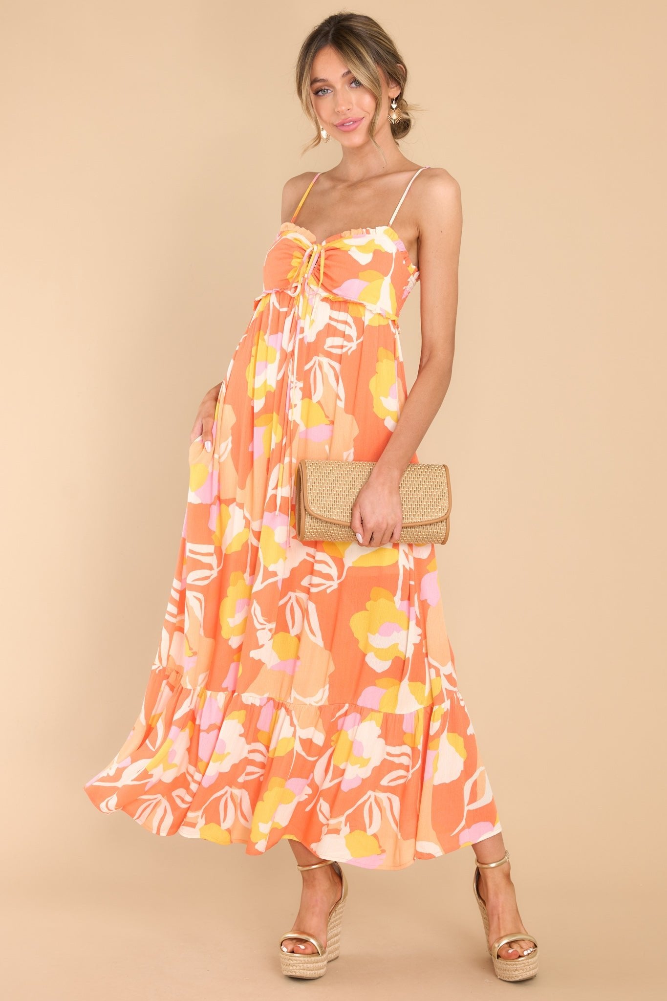 Cute Orange Floral Maxi Dress - Summer Dresses | Red Dress