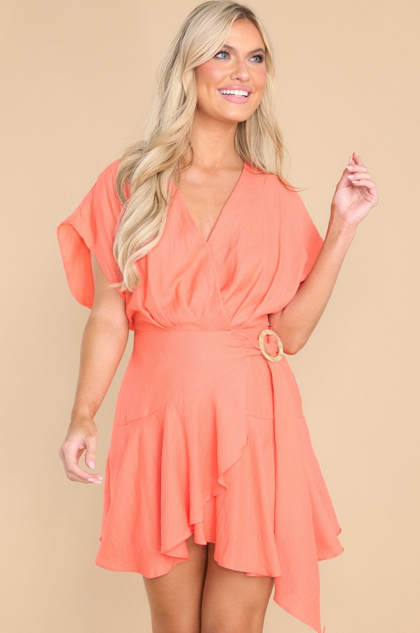 Still Going Strong Tangerine Dress - Red Dress