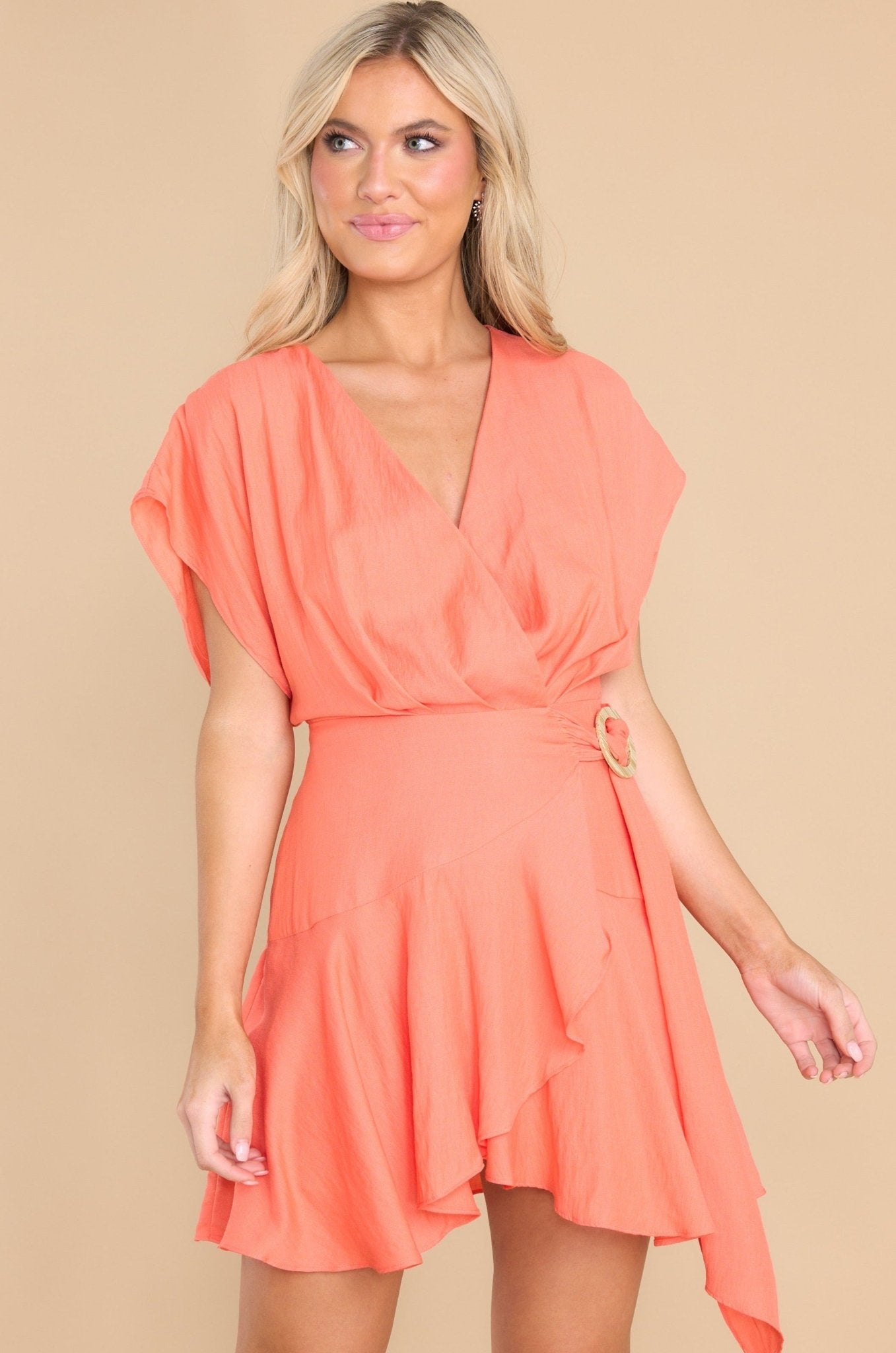 Still Going Strong Tangerine Dress - Red Dress