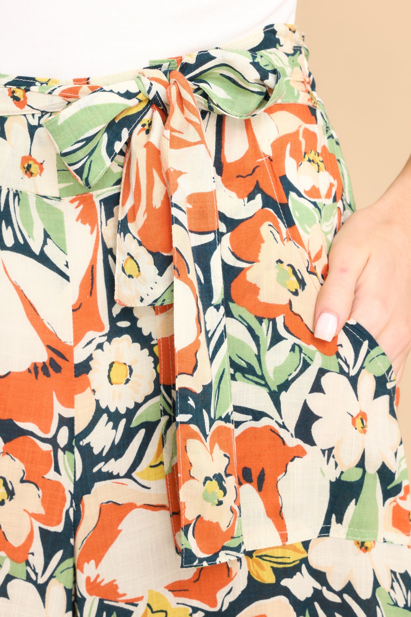 Growing Strong High Waisted Floral Print Pants (Navy Floral) · NanaMacs